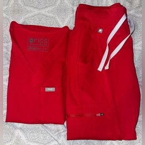 Figs Scrubs Set Color RED (XXS Catarina & Petite XXS Zamora Jogger)